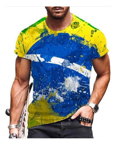 Camiseta Con Estampado 3d Con Bandera De Brasil 2022