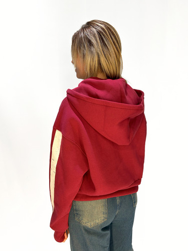 Buzo Hoodie Frisa Canguro Capucha Bordado Mujer Over Nuevo