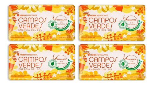 Pack X4u Jabon En Barra Energia Del Sol Campos Verdes 120g