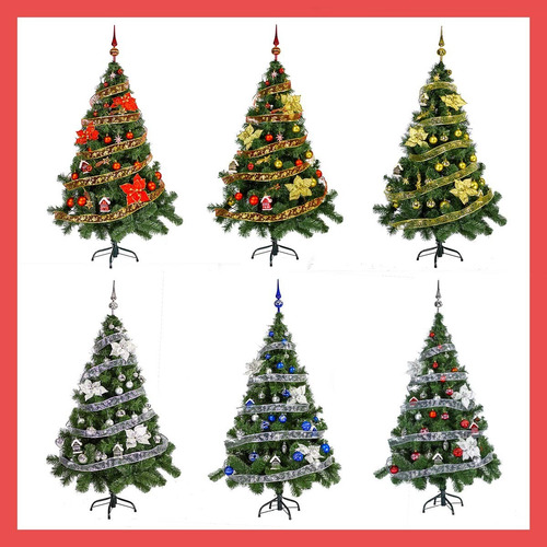 Imagen 2 de 10 de Arbolito Navidad Tronador Lujo 1,50m Kit 40 Rojo Oro Deco