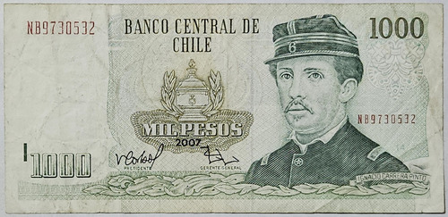 Billete 1000 Pesos 2007 Chile F-vf