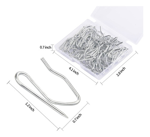 Gancho Para Cortina Plisada Acero Inoxidable Plateado 58 Pz
