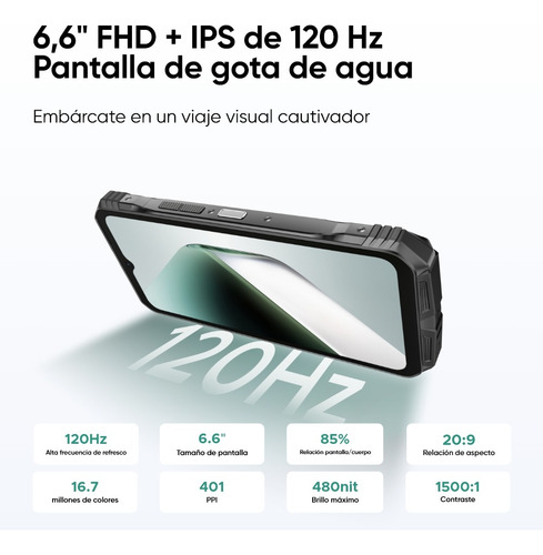 Celular Doogee S Cyber Pro Dual Sim 512 Gb Rom 12 Gb Ram Smartphone Cámara Principal De 50 Mp Pantalla Ips De 6.6 120hz Helio G100 33w Carga Rápida