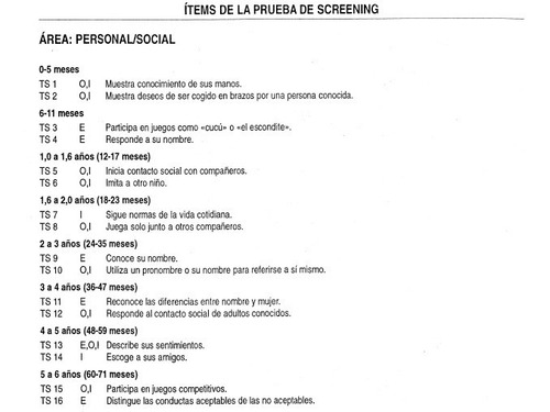 Test Infantil Battelle Inventario De Desarrollo