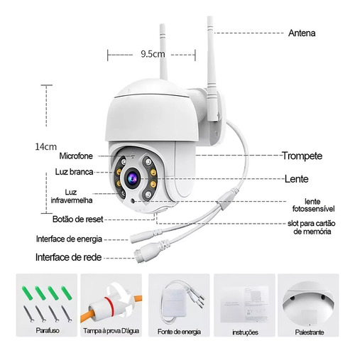 Cámara Exterior Wifi Ip Infrarroja Hd Impermeable Blanca