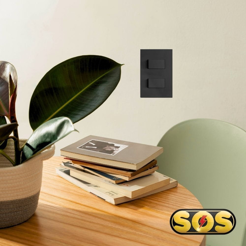 Módulo Interruptor Bipolar Simples Black Blux Recta Satin