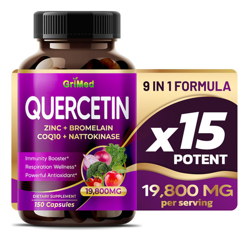 Grimed Quercetina 19,800 Mg - X15 Power Con Zinc, Bromelina,