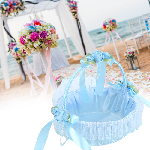Cesta De Flores Portátil Para Bodas, De Encaje, Para Fiestas
