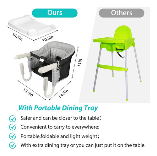 Silla De Mesa Rápida Toonoon, Gancho En La Silla Con Bandeja