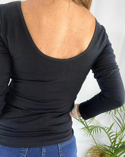 Remera Manga Larga Mujer Con Top Push Up Corpiño Algodón