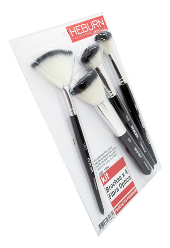 Kit Heburn 4 Brochas Set 1504 Maquillaje Profesional Fibra 