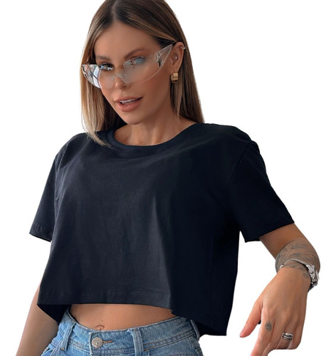 Cropped T-shirt Feminina Moda Básica Elegante Blogueira