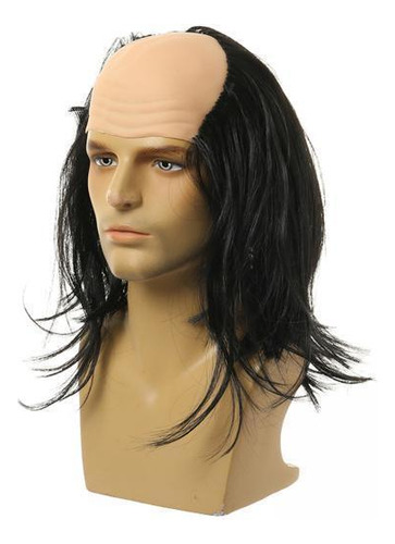 3 Peluca Calva Para Hombre Mayor, Gorro Para Pelo Liso Negro
