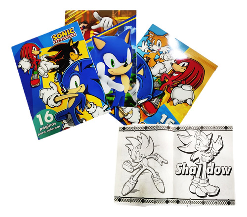 24 Libros Colorear Pintar Sonic Shadow Tail Amy Juguete Bolo