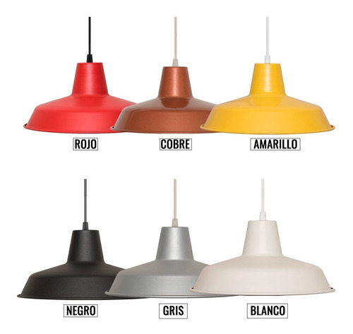 Imagen 4 de 10 de Pack X2 Lampara Colgante Campana Galponera Varios Colores