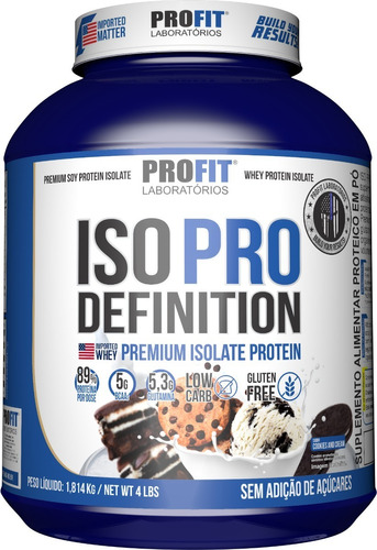 Iso Pro Definition Premium Isolate Protein 1,814g - Profit Sabor Cookies And Cream