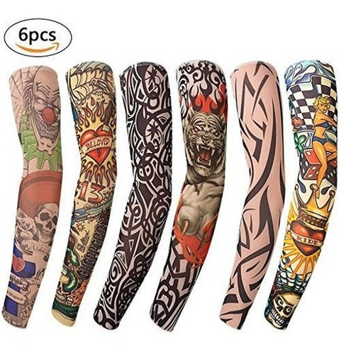 Gospire 6 Unids Nylon Falso Tatuaje Temporal Mangas Body Art