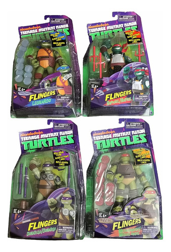 Tmnt Colección De 4 Tortuga Ninja Flingers Nickelodeon