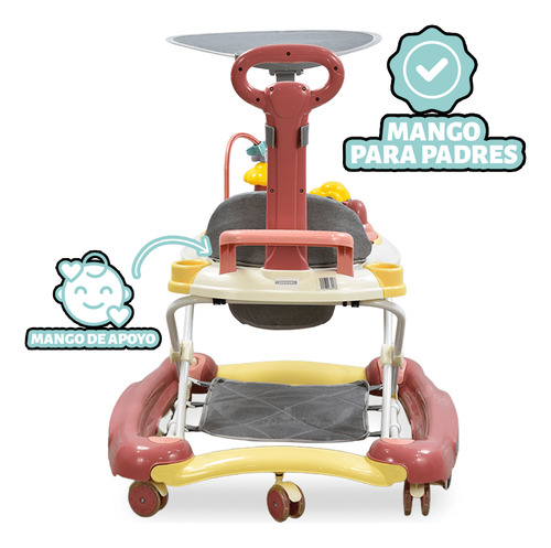 Andadera Mecedora Starkids Sarin Musical Baston Llanta Gel C Rosa
