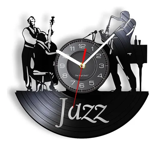 comprar Reloj Pared Vinilo Tematica Musica Jazz Funcion Luz Nocturna