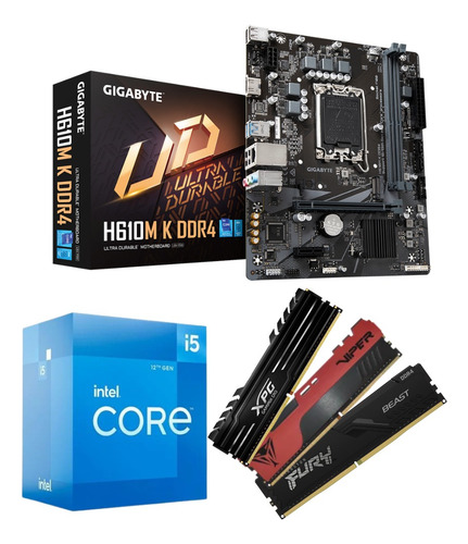 Kit Intel I5 12400f + H610m + 16gb Ddr4 3200mhz Cor Preto