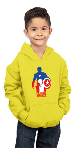 Poleron De Niño Con Capucha Capitan America Grande Rojo Y Azul 