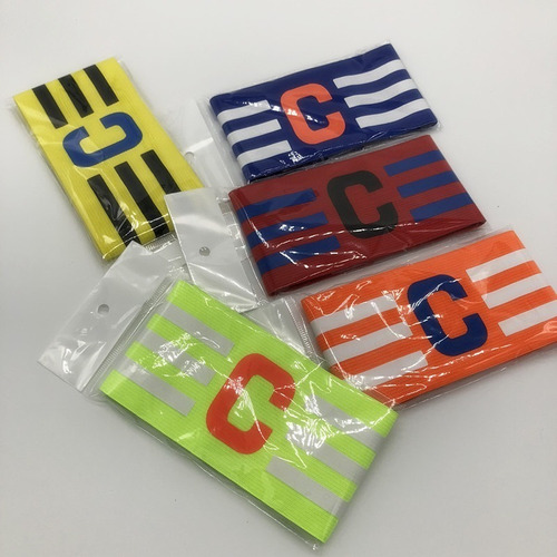 Kit 2 Braçadeiras Faixa De Capitão Elástica De Futebol Cor Verde E Azul