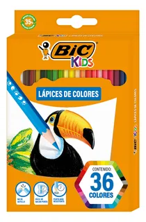 Lapices De Color Bic Evolution Largos Hexagonales 36p No Tox