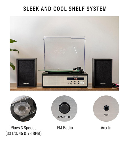 Tocadiscos Bluetooth Y Radio Crosley Cr7022a-bk Y Altavoces