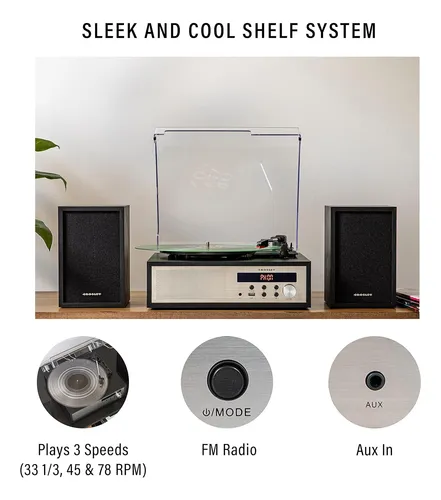 Tocadiscos Bluetooth Y Radio Crosley Cr7022a-bk Y Altavoces