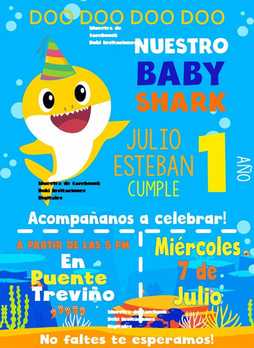 Invitación Digital Imprimible De Baby Shark