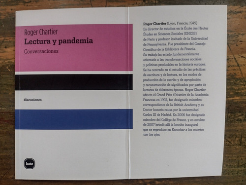 Lectura Y Pandemia De Roger Chartier Y Otros - Katz Editores
