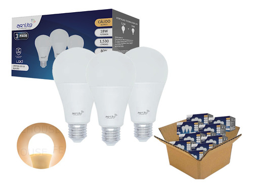 Foco Led Bombilla Lampara 18w Blanco Calido Kit 150 Focos Blanco Cálido
