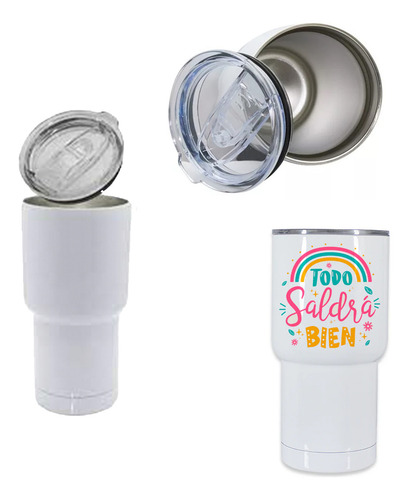 Vaso Viajero Termo Acero Inox Para Sublimar 20oz (5 Pzas) Color Blanco VASO VIAJERO 20 OZ