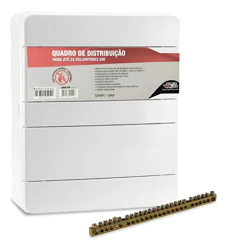 Foto real de Quadro Distribuicao de Embutir 24 Disjuntores 2 Barramentos