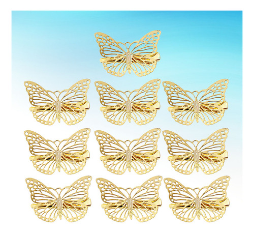 P Pinza De Pelo Dorada Con 20 Mariposas Para El Cabello