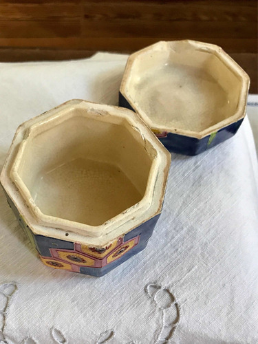 Antiguo Pote Caja De Cerámica Art Decó