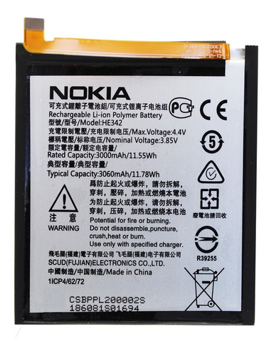 Bateria Para Nokia 5.1 Plus Nokia X5 Ta-1112 He342 3060 Mah