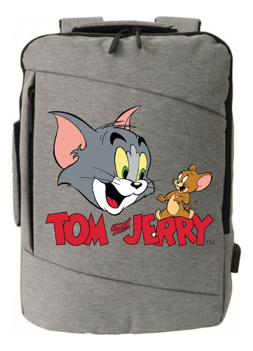 Morral Espalda Tom Y Jerry Maleta Portafolio Gris