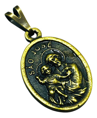 Pingente Medalha São José Dourado Com Folheto De Oração
