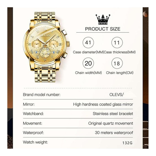 Olevs Reloj De Pulsera Ajustable De Acero Inoxidable
