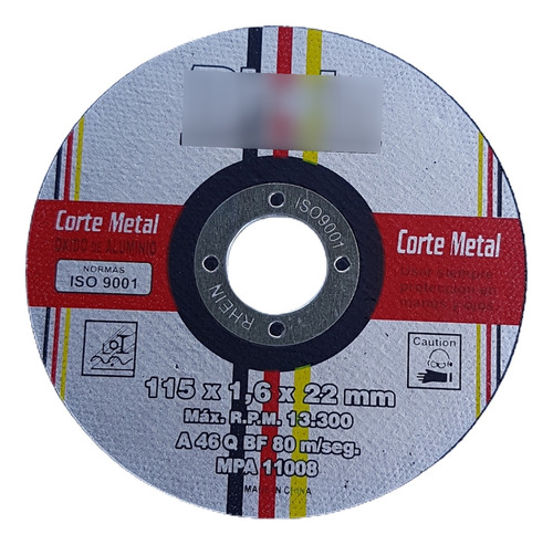 10 Discos De Corte Fino Para Amoladora 115x1,6mm Rhein Color Plateado