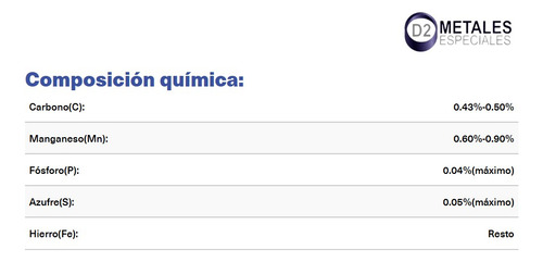 Barra Redonda Acero Cold Rolled 1045 1 15/16'' 1 Metro