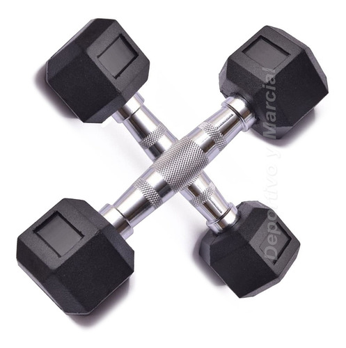 Imagen 2 de 6 de Mancuerna Hexagonal De Caucho Y Cromada 4 Kg Pesa Get Fit