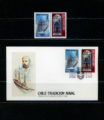 Sellos Postales De Chile. Serie Tradición Naval. Año 1988.
