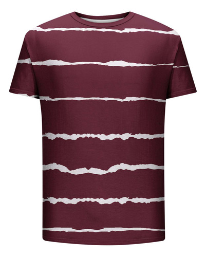 Camiseta Casual Con Cuello Redondo Y Estampado De Rayas Para