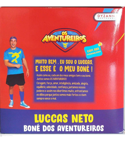 Imagem 7 de 8 de Boné Dos Aventureiros Luccas Neto Oficial Azul Coragem