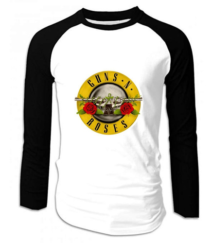 Camiseta Guns N' Roses  Manga Larga Camibuso Ranglan Rock