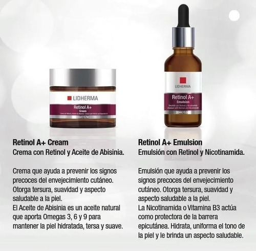 Imagen 5 de 10 de Retinol A+ Cream 50gr Renovador Celular Emoliente Lidherma