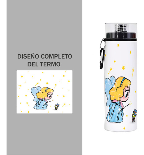 Termo Cilindro Princesas Botella 750ml Hada Azul